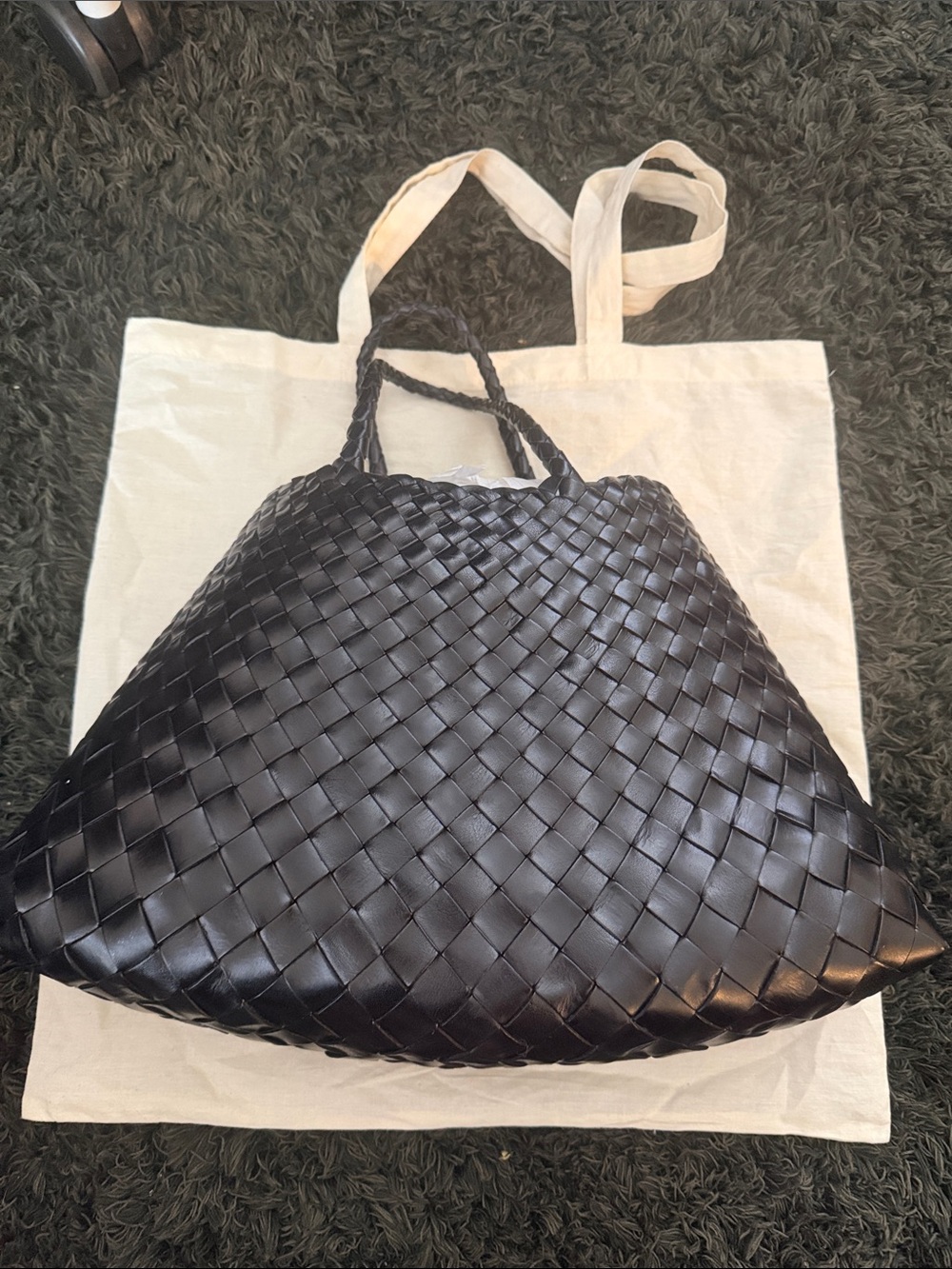 Dragon Diffusion Black Woven Shoulder Bag
